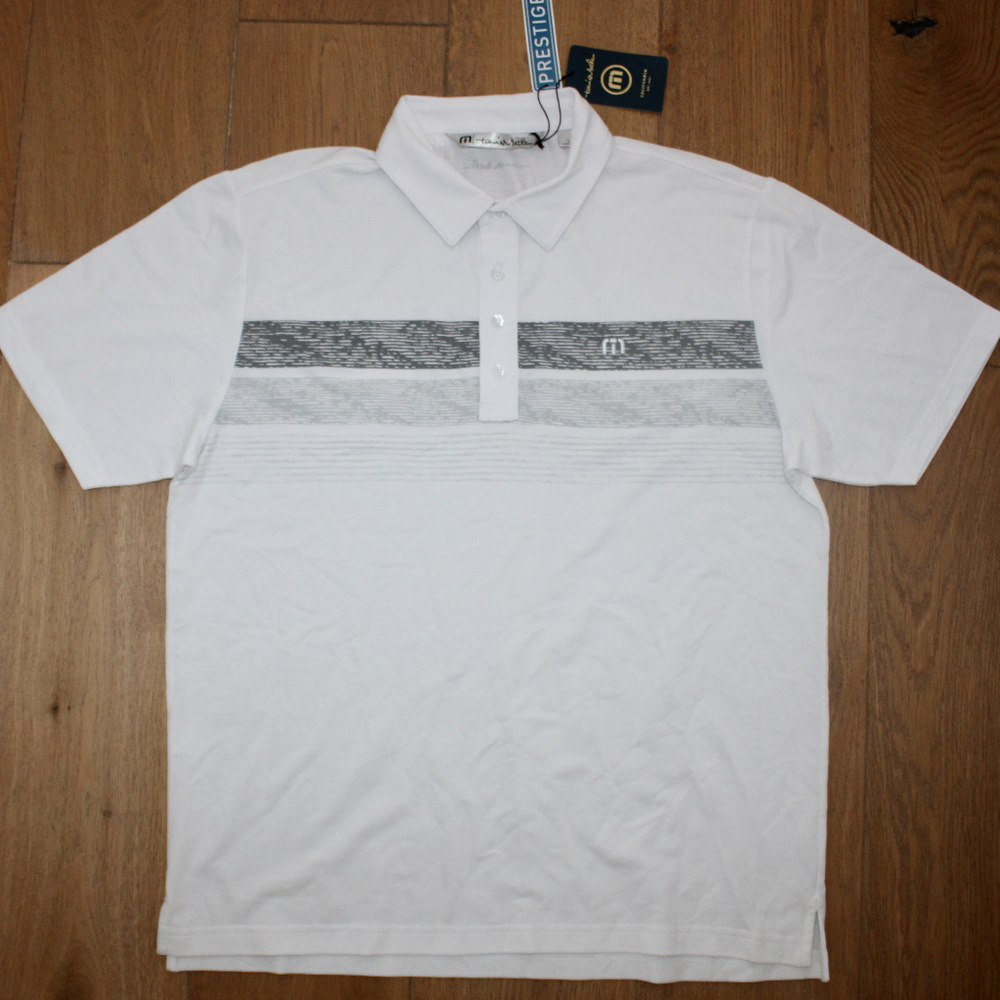 Travis Mathew Men's Large White Gray Polo New